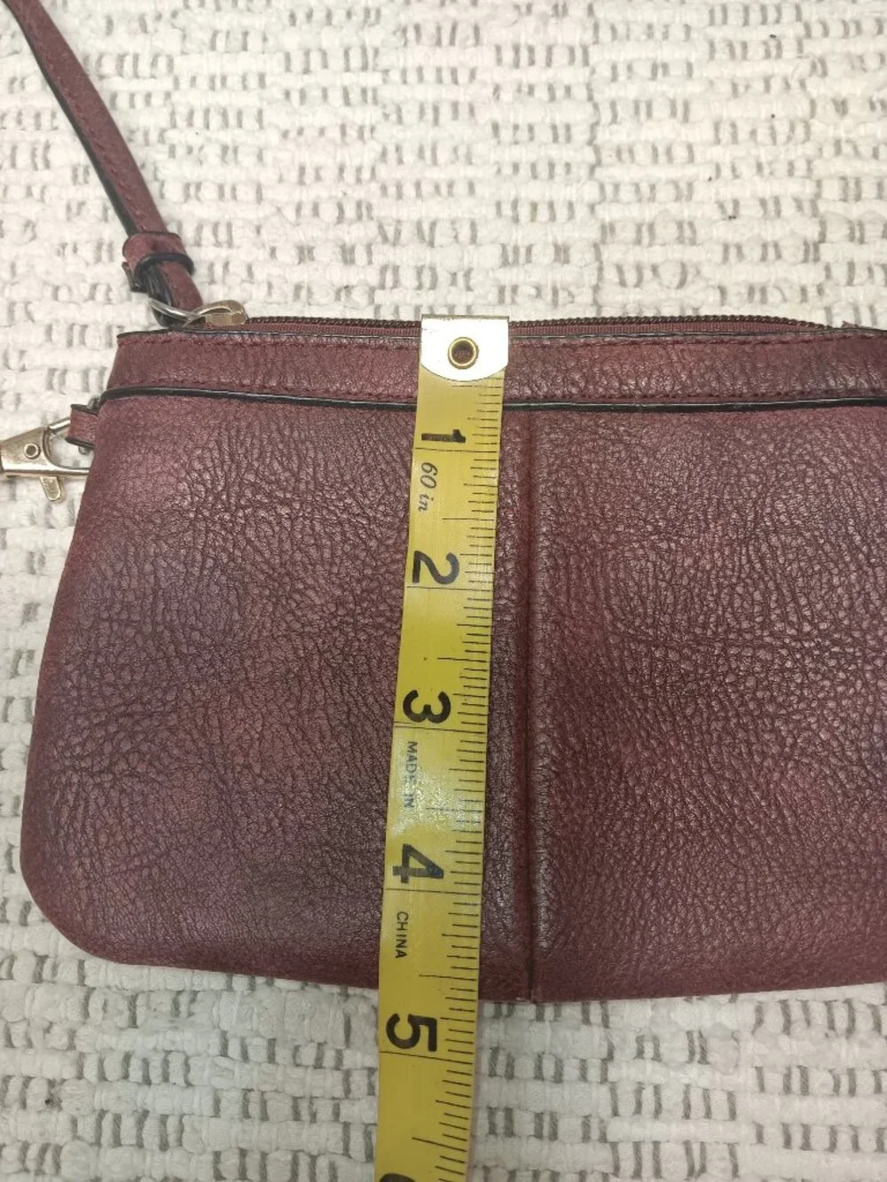 Wilsons Leather Burgundy Cashwrap Distressed Wristlet Coin Purse Clutch